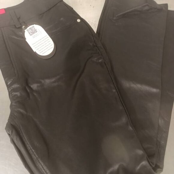 Laverapelle Women's Straight Cut Leather Pants, Black, Size 32 - Picture 3 of 5